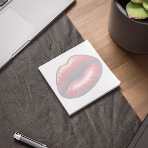 Notatniki samoprzylepne Kiss Print, urocze notatniki dla miłośników artykułów piśmienniczych, prezent dla niej, notatniki z nadrukiem ust, zabawne artykuły biurowe