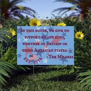 No Kings Patriotic Yard Sign: Colonial Decor, American Revolution