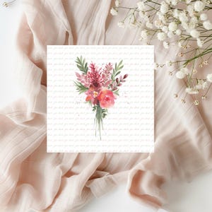 Postkarte mit Aquarellmotiv "Blumenstrauß" - Für dich, Karte zum Geburtstag,  quadratisches XXL Format
