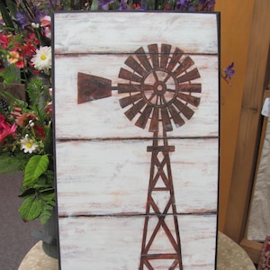 Windmill, Windmill Wall Decor,Farmhouse Wall Decor,Country Wall Decor,Farm Decor,Wooden Art Sign,9&quot;W x 18&quot;H
