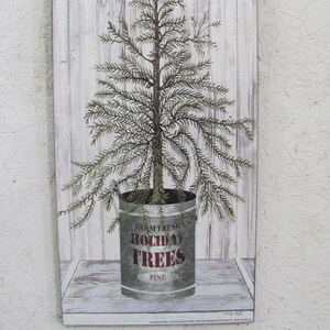 Pine Tree Decor,Galvanized Pot Pine,Holiday Wall Decor,Farmhouse Decor,Christmas Tree Decor,Wooden Art Sign,9&quot;W x 18&quot;H
