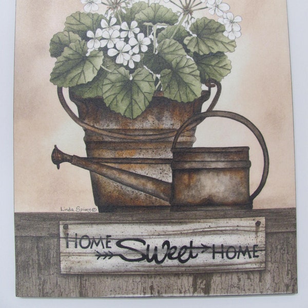 Home Sweet Home,Geraniums,Garden Decor,Kitchen Decor,Home Sweet Home,12"W x 16"H, Wooden Art Plaque, Linda Spivey