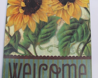 Fall Welcome,Sunflower Decor,Welcome Sign,Sunflower,18”Hx12”W, Wooden Art Plaque