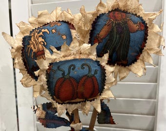 Primitive Halloween SunFlower,Fall Floral,Flowers,Fall Decor,Decor,Primitive ,Flower Pokes,Halloween DecorSet of 3