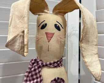Easter,Primitive Bunny Rabbit,Bunny Make-Do on Spindle,Primitive Easter Decor,Primitive Bunny,17"H x 31/2"W