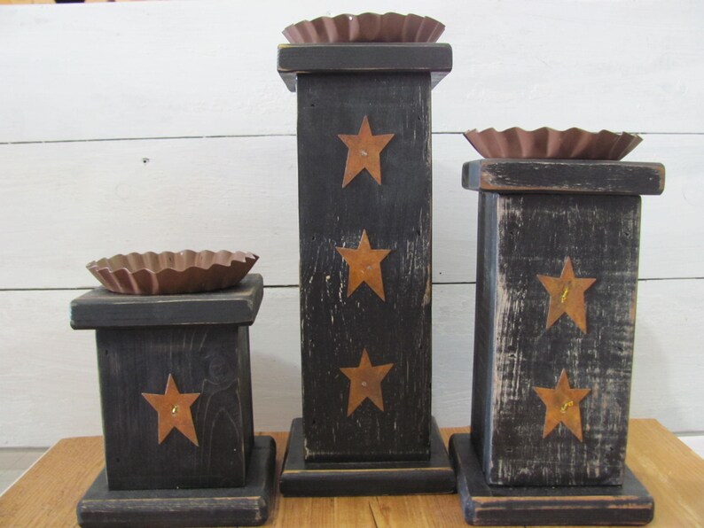 Primitive Pillar Candle HolderFarmhouse Style Candle Etsy