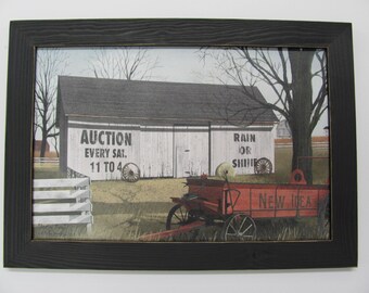 Auction Decor,Country Home Decor,Billy Jacobs,Farmhouse,Antique Wagon,Primitive,20 1/2”Wx 14 1/2" H, Handmade Distressed Frame