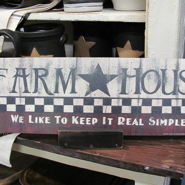Farm House Wall Decor,Country Wall Decor,Checkerboard, Rustic,Wooden Art Sign,18"Wx6"H,Linda Spivey