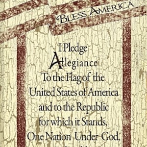 Pledge Of Allegiance Wall Art,Patriotic Wall Art, God Bless America,Wooden Art Sign,9”W x 18”H,Linda Spivey