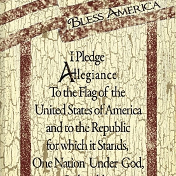 Pledge Of Allegiance Wall Art,Patriotic Wall Art, God Bless America,Wooden Art Sign,9”W x 18”H,Linda Spivey