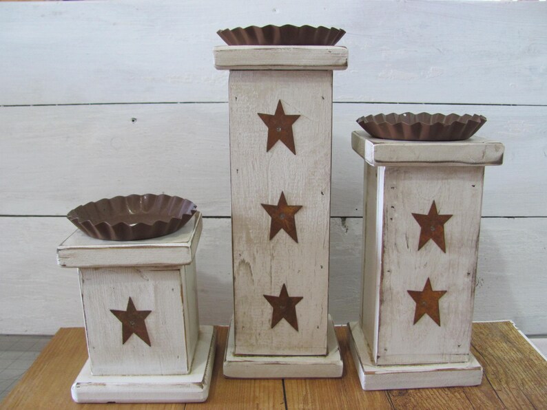 Primitive Pillar Candle HolderFarmhouse Style Candle Etsy