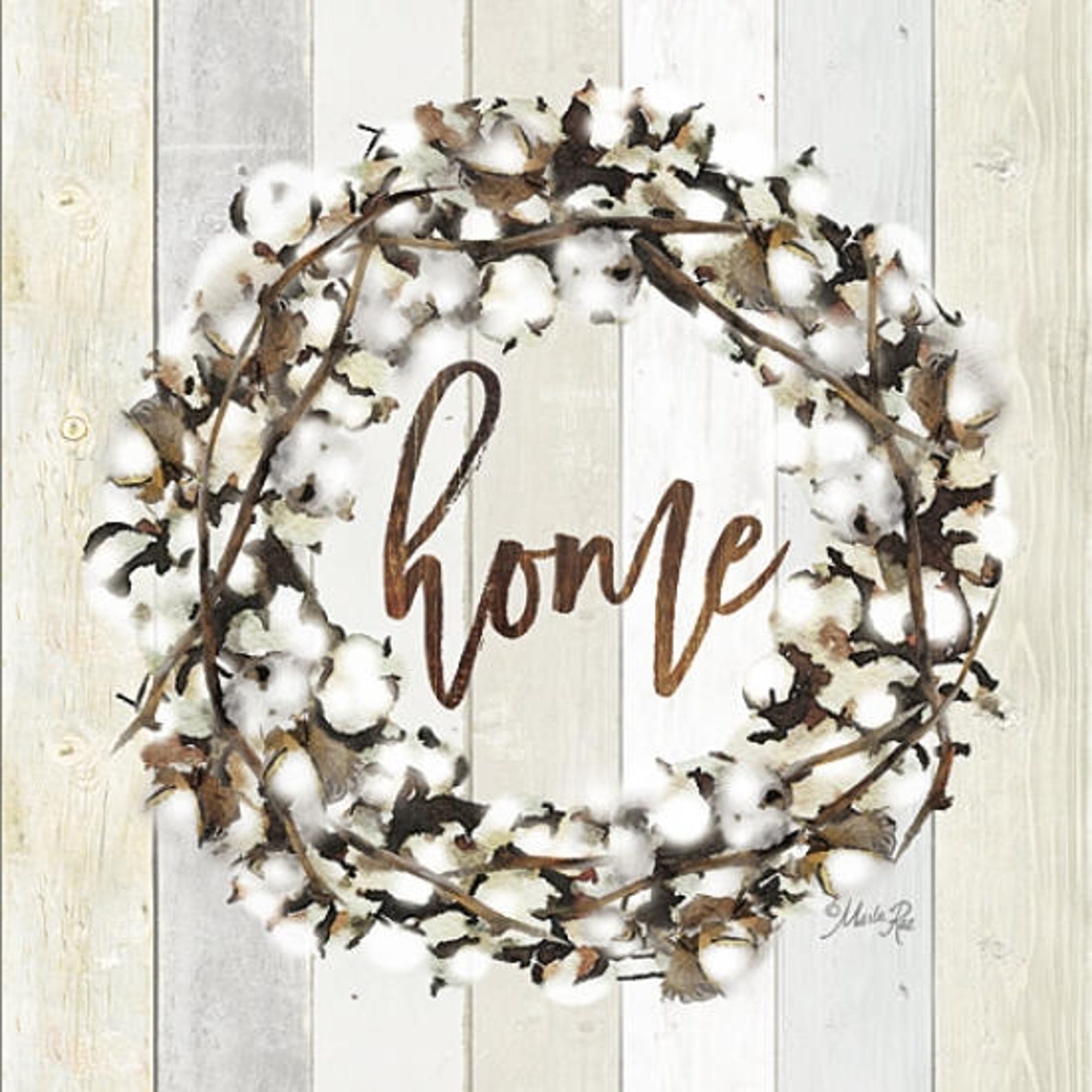 Cotton Wreathhome Cotton Wreath Signcotton Decorhome Etsy