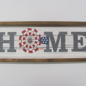 Patriotic Wall Decor,Farmhouse Decor,Patriotic Farmhouse,Windmill Decor,Patriotic Windmill,Rustic Shadowbox Frame,Home Wall Sign,9&quot;Hx25&quot;W