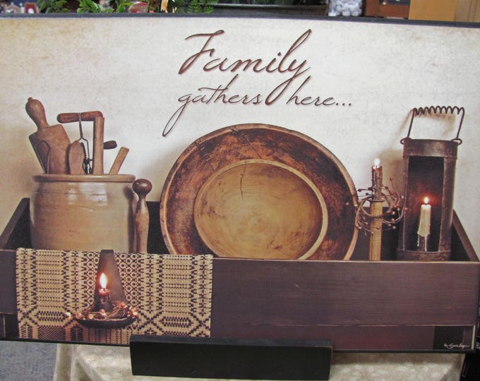 Primitive Kitchen Wall Decor,family Gathers Here,primitive Kitchen