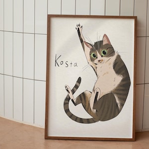 Portrait de chat personnalisé Portrait d'animal de compagnie mal dessiné Photo de chat personnalisée Portrait d'animal de compagnie drôle de cadeau pour amoureux des chats Art mural chien laid