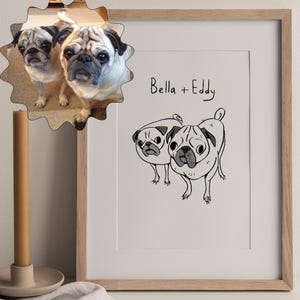 Portrait de chien personnalisé, portrait d'animal de compagnie moche, portrait d'animal de compagnie mal dessiné, cadeau de maman carlin, portrait d'animal de compagnie de dessin animé, portrait de carlin, portrait de chien moche