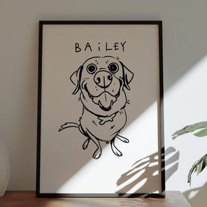 Pet Line Art, Custom Dog Sketch, Funny Dog Portrait, Poorly-drawn Portrait, Monochromatic Wall Art, Emergency Dog Owner Gift, Ready-To-Print