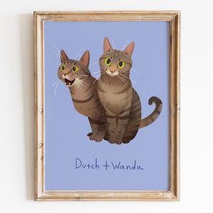 Cat Portrait, Pet Portrait, Cartoon Cat Portrait, Personalized Cat Gift, Cat Mom Gift, Memorial Pet Portrait, Tabby Cat, Custom Cat Art