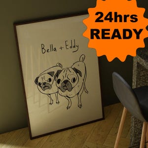 Ugly Dog Portrait, Funky Dog Art, Custom Dog Gift, Custom Dog Poster, Pug Owner Gift, Silly Dog Wall Art, Modern Dog Art, Pug Mom