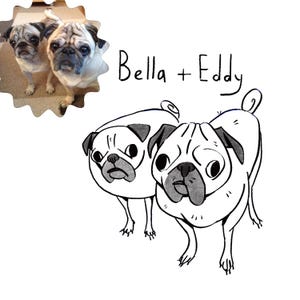 Ugly Dog Portrait, Poorly Drawn Portrait, Cartoon Pug Portrait, Funny Pug, Bad Dog Portrait, Pug Owner Gift, Funny Dog Gift, Hand drawn