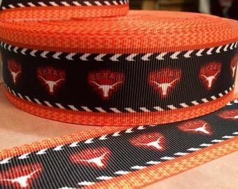 TEXAS LONGHORNS-1.5" Grosgrain Ribbon - 3 Yards