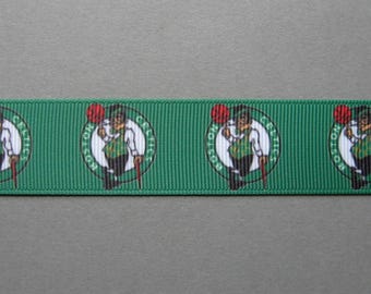 Boston Celtics Logos on 7/8" Grosgrain Ribbon  - 3 Yards