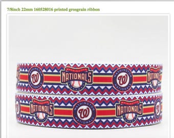 Washington Nationals 7/8" Grosgrain Ribbon with Chevron Borders - 3 Yards