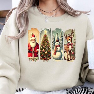 Retro Christmas Sweatshirt, Vintage Christmas Sweatshirt, Retro Santa Claus Sweatshirt, Vintage Christmas Reindeer Sweater, Snowman Sweater