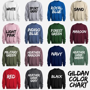 a collection of 12 different sweatshirts, each with a unique color and design, arranged in a grid pattern.