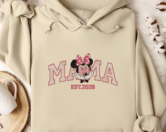 Embroidered Mother Day Gift Warm Style, Minnie Mama Sweatshirt Hoodie