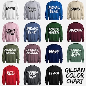 a collection of 12 different sweatshirts, each with a unique color and design, arranged in a grid pattern.