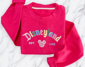 Disneyland Est 1955 Embroidered Sweatshirt, Vintage Disneyland Sweater, Classic Disney Crewneck, Disneyland Trip, Gift for Disney Lovers