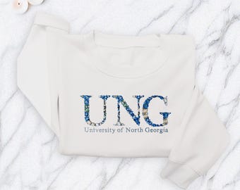 Custom University Name Floral Embroidered Sweatshirt, Personalized College Crewneck, Graduation Gift, Cute Cozy Campus Spirit Wear