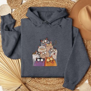 Crazy Cat Lady Sweatshirt, Funny Cat Hoodie, Cat Mom Crewneck, Quirky Cats Pullover, Embroidered Cat Lover Gift, Animal Lover Gift