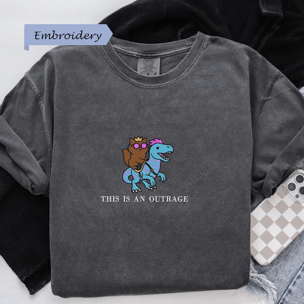This Is An Outrage Comfort Colors Dungeon Crawler Carl Tee, Embroidered Princess Donut Cat Shirt