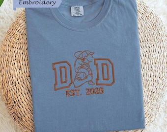 Embroidery Personalized Dad Est 2026 Tee, Custom Father Shirt, New Dad Gift Comfort Colors Tee, Fathers Day Gift Idea