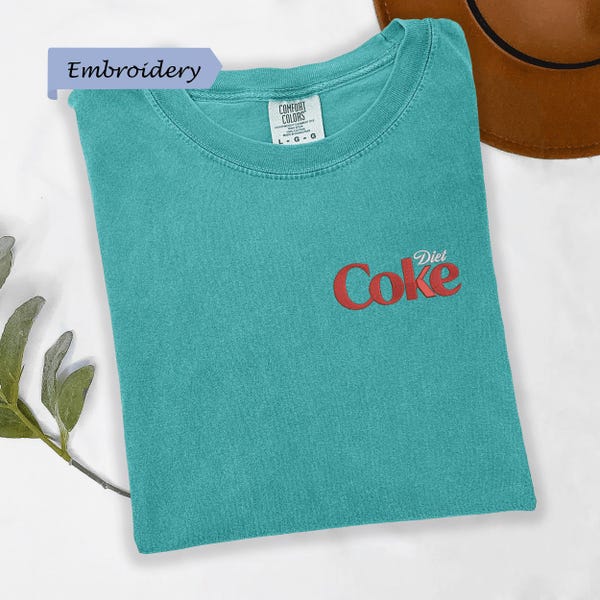 Embroidered Diet Coke Shirt, Comfort Colors Crewneck, Soda Lover Apparel