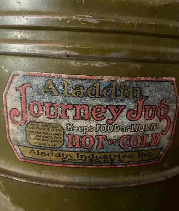 VTG Metal Green Aladdin Journey Jug Hot Cold Food Drink Thermos