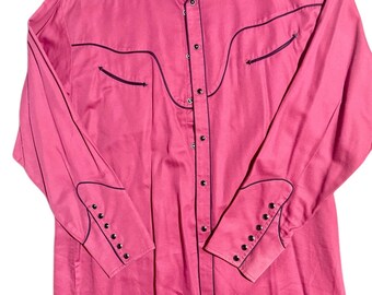 vintage maroon western rodeo long sleeve snap button down shirt