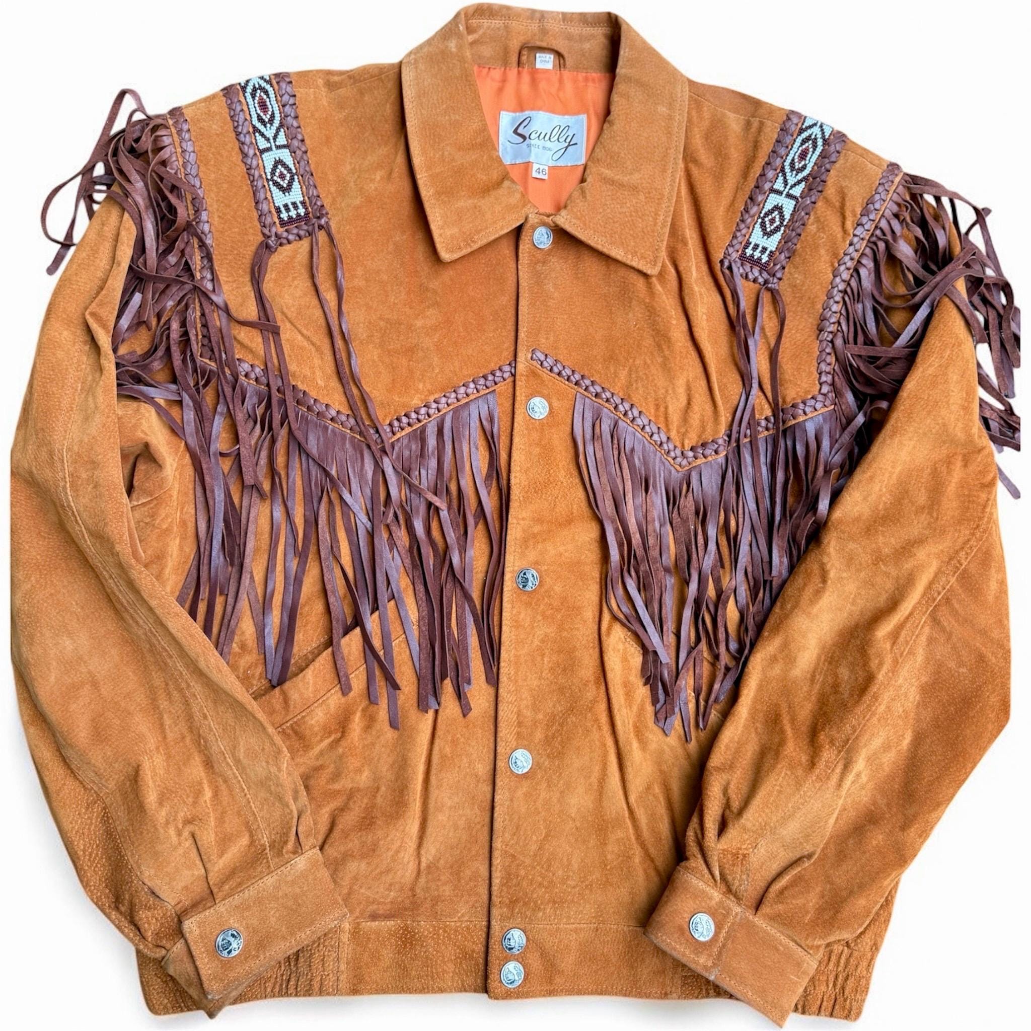 【vintage】 western fringe suede jacket Vintage Men's Scully Suede Fringe Western Jacket Size 46 | Cowboy