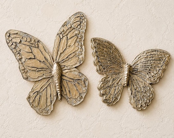 Conjunto de decoración de pared de mariposas doradas vintage / Adorno de pared de mariposas estilo Hollywood Regency / Decoración de mariposas estilo Cottagecore Boho