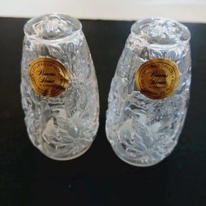 vintage princess house fantasia poinsettia lead crystal salt & pepper shakers