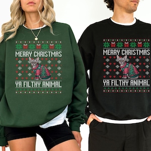 Sphynx Cat Ugly Christmas Ya Filthy Animal Sweatshirt, Cat Lover Sweater Christmas, Ugly Christmas Sweater, Cat Lover, Cat & Dog Sweater
