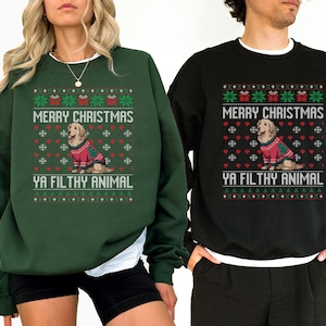 Golden Retriever Ugly Christmas Ya Filthy Animal Sweatshirt, Dog Lover Sweater Christmas, Ugly Christmas Sweater, Dog Lover, Dog Sweater
