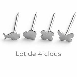 Decorative nails, box of 4, assortment of 4 shapes (1 butterfly, 1 heart, 1 flower, 1 fish)