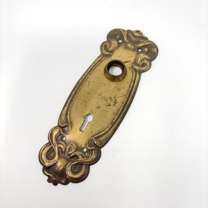 1901 Sargent "Alby" Door Plate - Antique Art Nouveau Architectural Salvage - Brass Plated Steel Escutcheon
