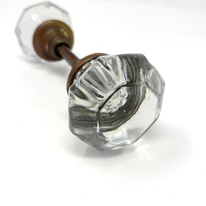 Antique Octagonal Brass Door Knob Set with Mercury Dot/Star c.1920 Salvage