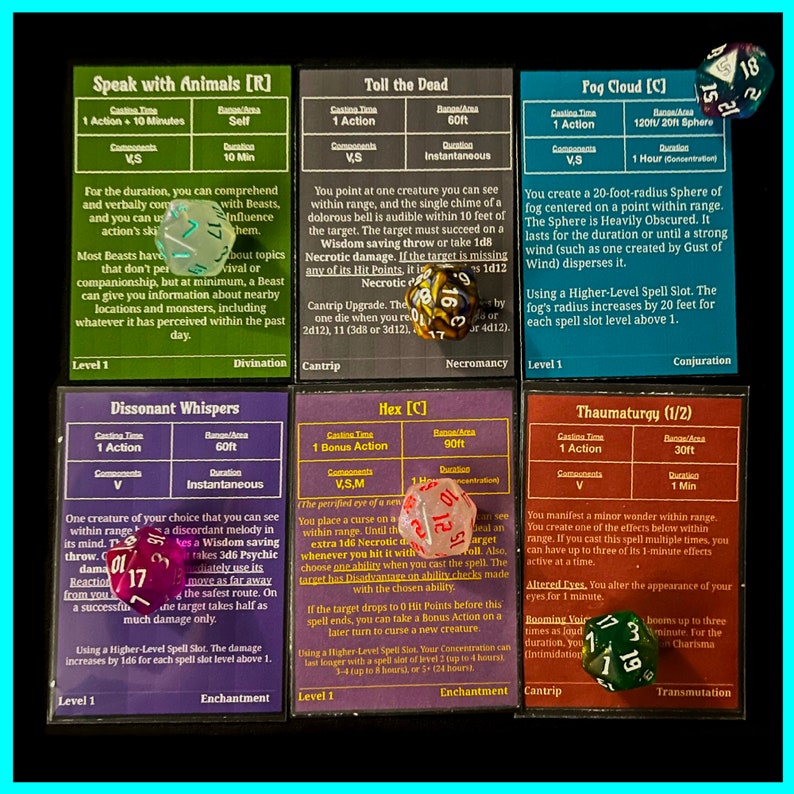 D&D Spell Cards 5.5e 2024 Players Handbook All Spells Level 19