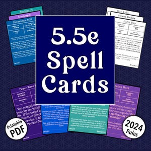 2024 Cartas de Magia D&D 5.5e Todas as Magias Truque Nível 9 PDF para impressão