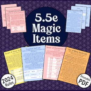 Cartas de Itens Mágicos 2024 PDF para impressão Regras D&D 2024